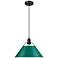 Orwell 14" Wide Large Pendant in Matte Black with Pine Green