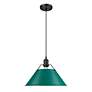 2_Orwell 14" Wide Large Pendant in Matte Black with Pine Green more views