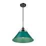3_Orwell 14" Wide Large Pendant in Matte Black with Pine Green more views