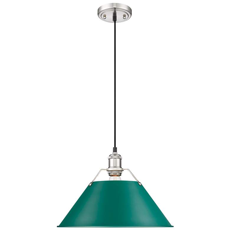 Image 1 Orwell 14" Wide Large Pendant in Pewter with Pine Green