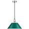 Orwell 14" Wide Large Pendant in Pewter with Pine Green