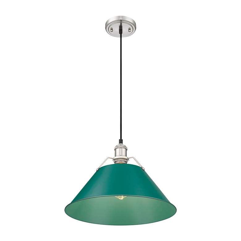Image 3 Orwell 14" Wide Large Pendant in Pewter with Pine Green more views