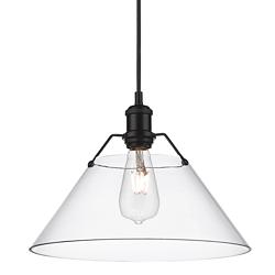 Orwell 14&quot; Wide Matte Black 1-Light Pendant With Clear Glass