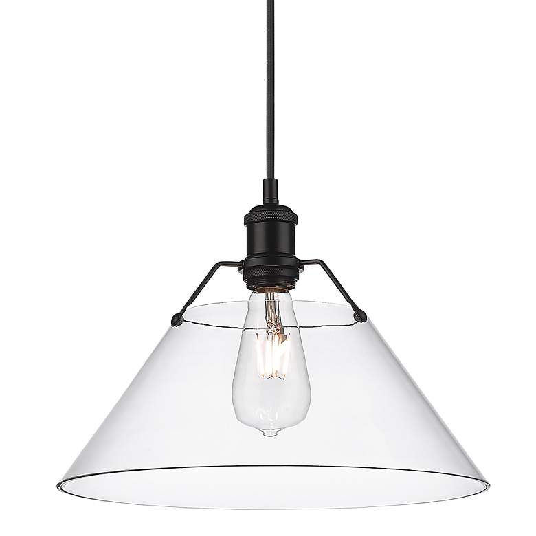 Image 1 Orwell 14 inch Wide Matte Black 1-Light Pendant With Clear Glass