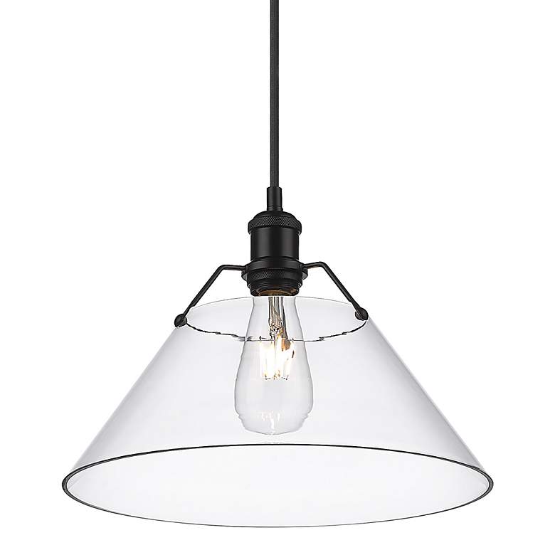 Image 3 Orwell 14" Wide Matte Black Cone Pendant Light more views