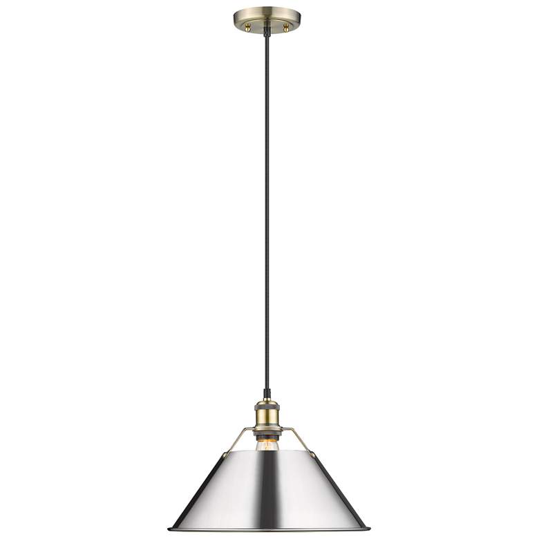 Image 1 Orwell 14" Wide Pendant in Aged Brass with Chrome