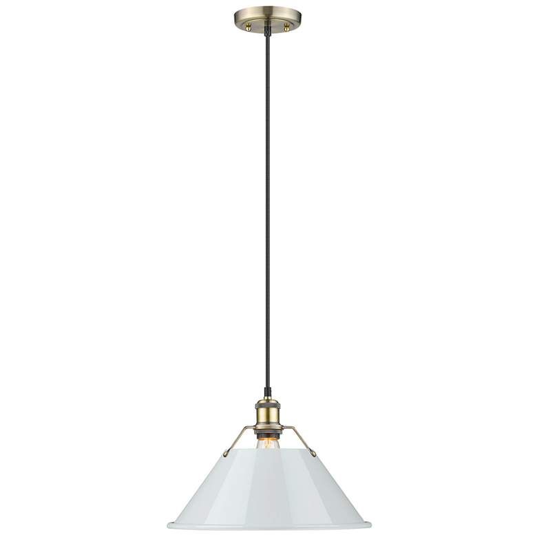 Image 1 Orwell 14" Wide Pendant in Aged Brass with Dusky Blue