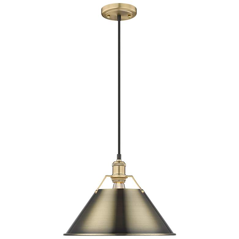 Image 1 Orwell 14" Wide Pendant in Brushed Champagne Bronze with Aged Brass
