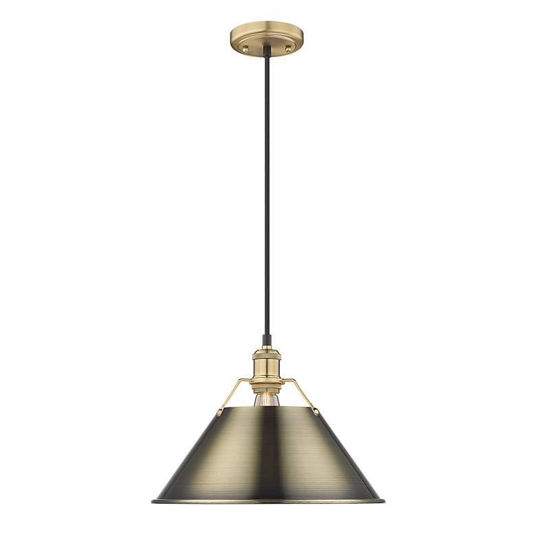 Image 2 Orwell 14" Wide Pendant in Brushed Champagne Bronze with Aged Brass more views