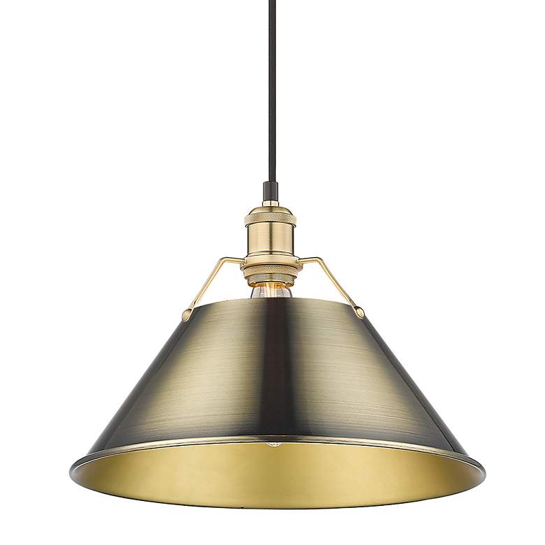 Image 3 Orwell 14" Wide Pendant in Brushed Champagne Bronze with Aged Brass more views