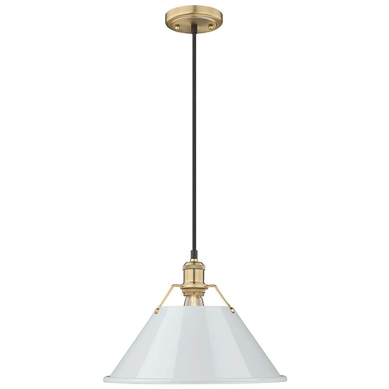 Image 1 Orwell 14" Wide Pendant in Brushed Champagne Bronze with Dusky Blue