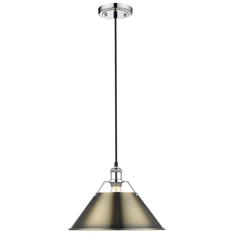 Image 1 Orwell 14" Wide Pendant in Chrome with Aged Brass