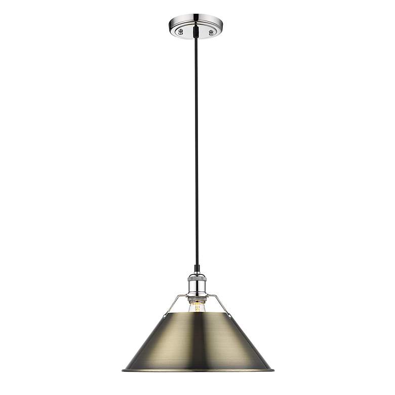 Image 2 Orwell 14" Wide Pendant in Chrome with Aged Brass more views