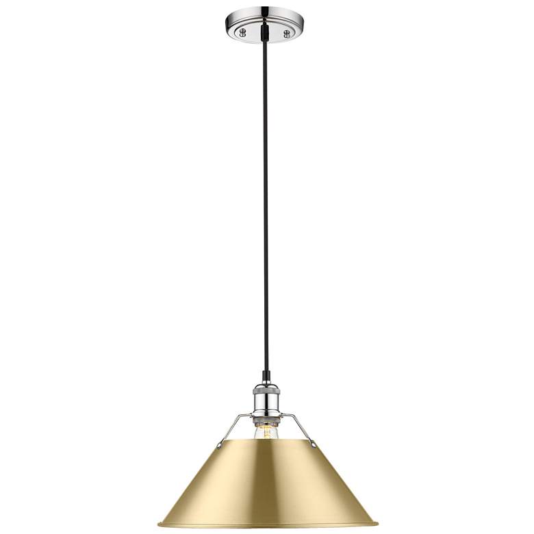 Image 1 Orwell 14" Wide Pendant in Chrome with Brushed Champagne Bronze