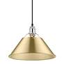 3_Orwell 14" Wide Pendant in Chrome with Brushed Champagne Bronze more views
