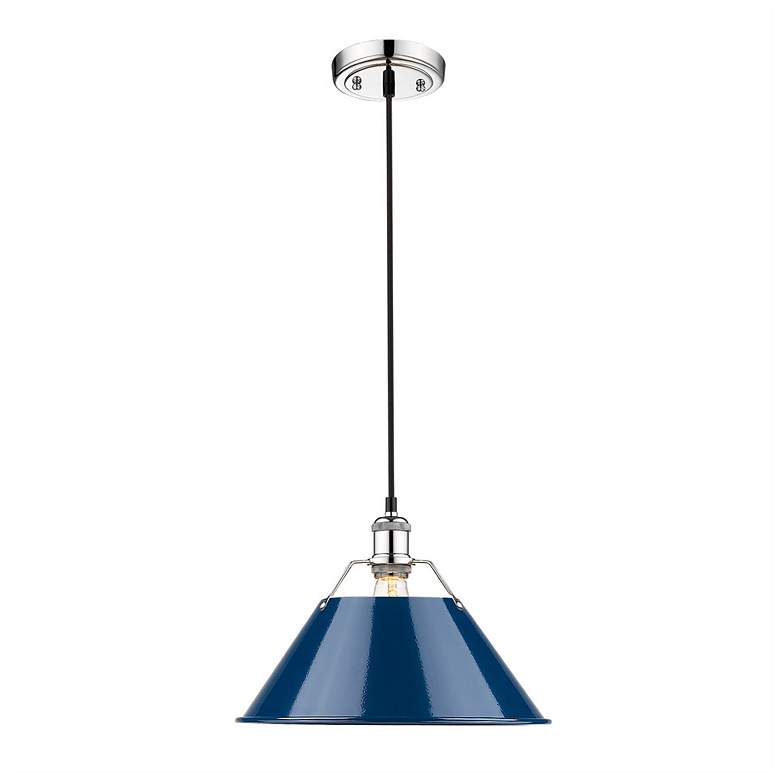 Image 1 Orwell 14" Wide Pendant in Chrome with Matte Navy