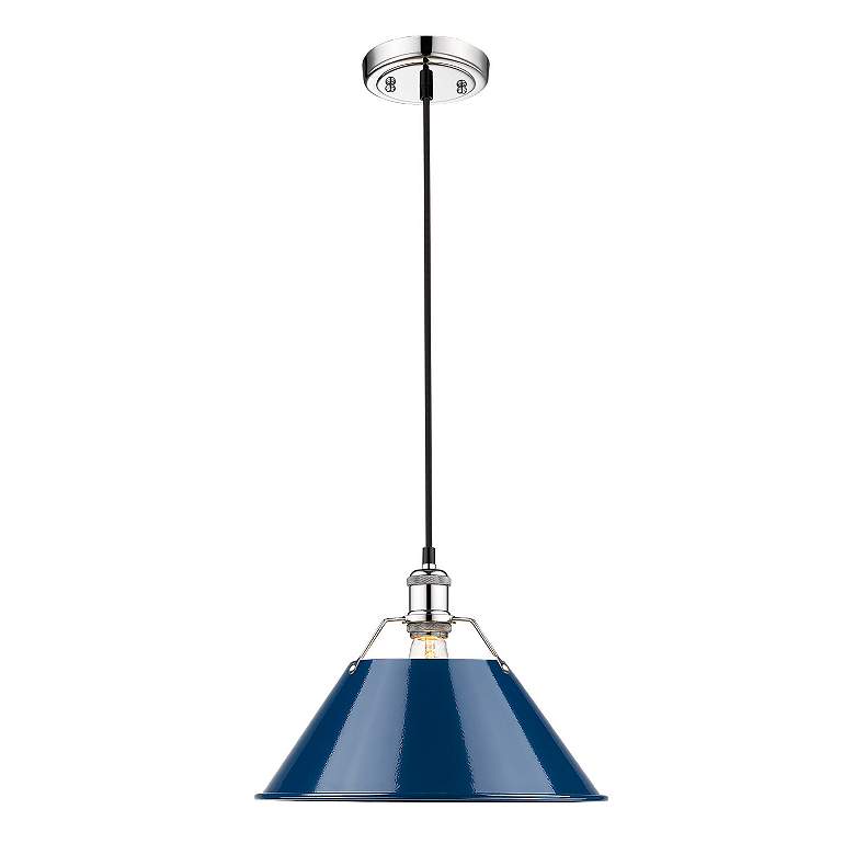 Image 2 Orwell 14" Wide Pendant in Chrome with Matte Navy more views