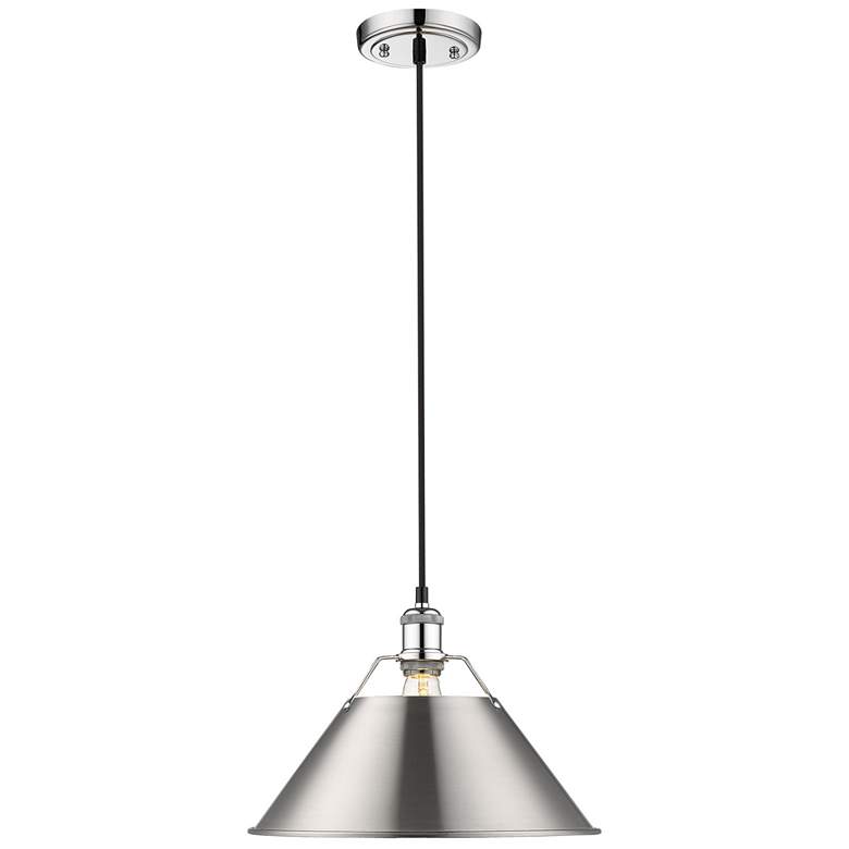 Image 1 Orwell 14" Wide Pendant in Chrome with Pewter