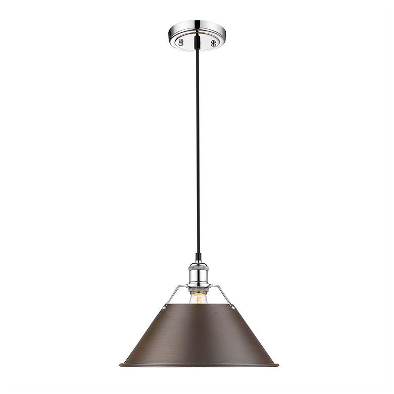 Image 1 Orwell 14" Wide Pendant in Chrome with Rubbed Bronze