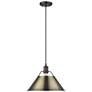 1_Orwell 14" Wide Pendant in Matte Black with Aged Brass