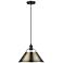 Orwell 14" Wide Pendant in Matte Black with Aged Brass
