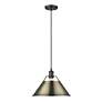 2_Orwell 14" Wide Pendant in Matte Black with Aged Brass more views