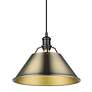 3_Orwell 14" Wide Pendant in Matte Black with Aged Brass more views