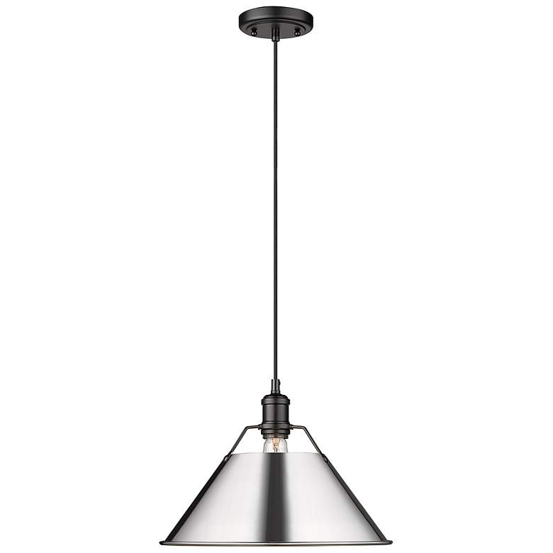 Image 1 Orwell 14" Wide Pendant in Matte Black with Chrome
