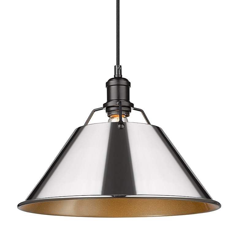 Image 2 Orwell 14" Wide Pendant in Matte Black with Chrome more views