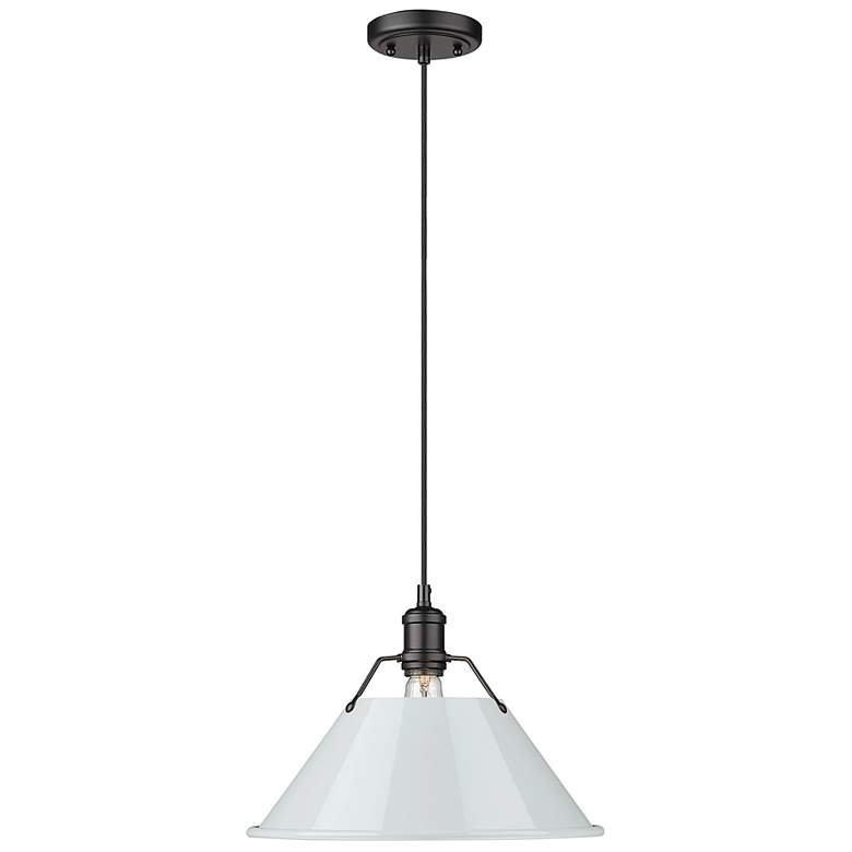 Image 1 Orwell 14" Wide Pendant in Matte Black with Dusky Blue