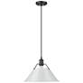 1_Orwell 14" Wide Pendant in Matte Black with Dusky Blue