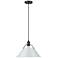 Orwell 14" Wide Pendant in Matte Black with Dusky Blue