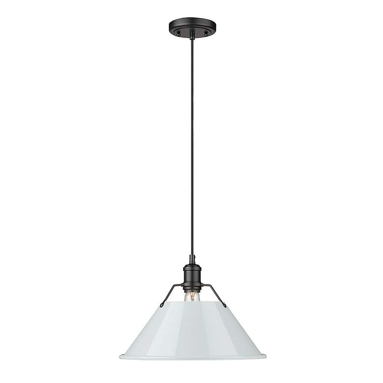 Image 2 Orwell 14" Wide Pendant in Matte Black with Dusky Blue more views