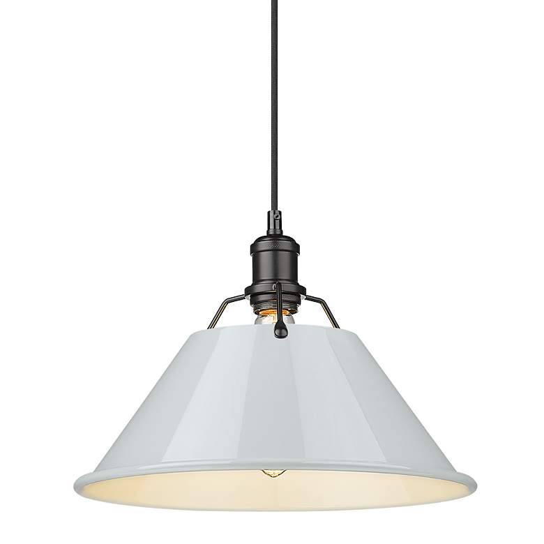 Image 3 Orwell 14" Wide Pendant in Matte Black with Dusky Blue more views
