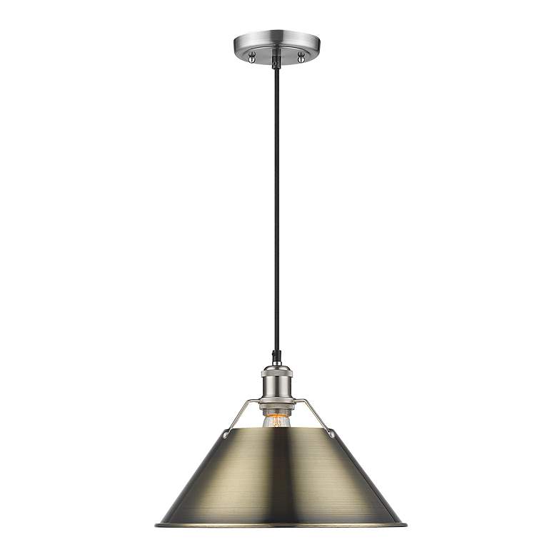 Image 2 Orwell 14" Wide Pendant in Pewter with Aged Brass more views