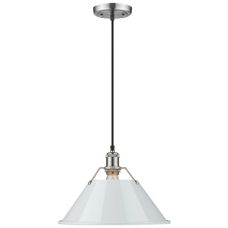 Image 1 Orwell 14" Wide Pendant in Pewter with Dusky Blue