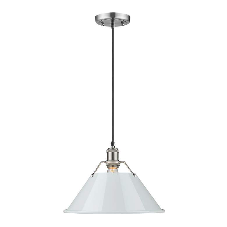 Image 2 Orwell 14" Wide Pendant in Pewter with Dusky Blue more views