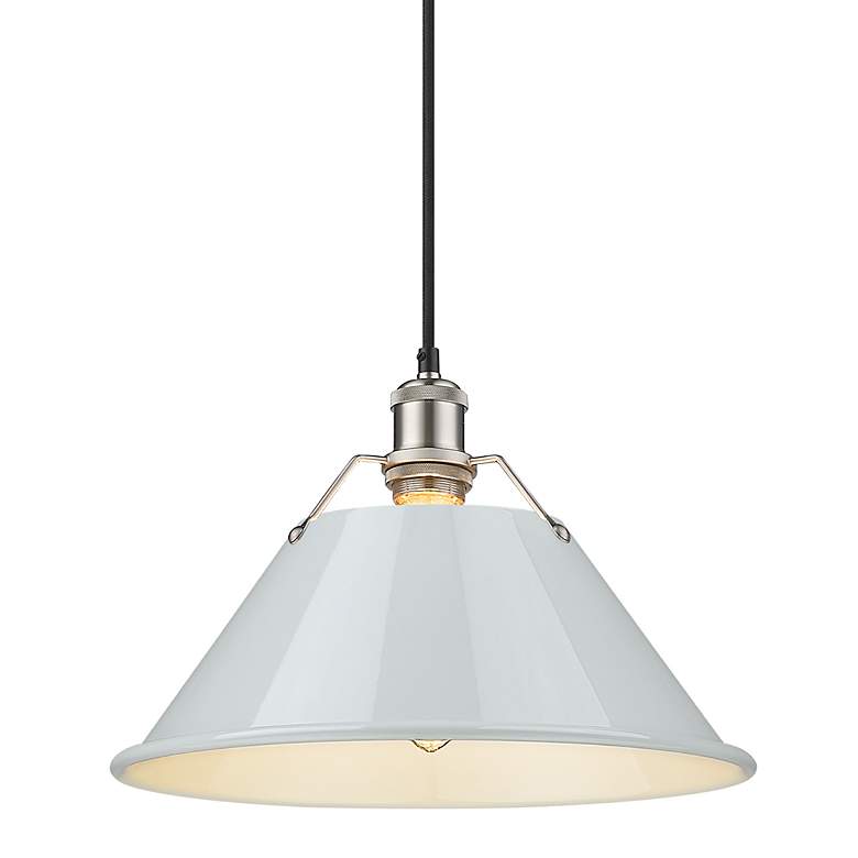 Image 3 Orwell 14" Wide Pendant in Pewter with Dusky Blue more views