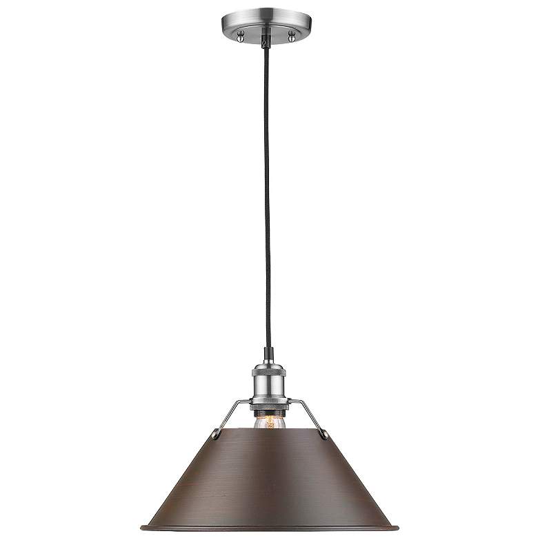 Image 1 Orwell 14" Wide Pendant in Pewter with Rubbed Bronze