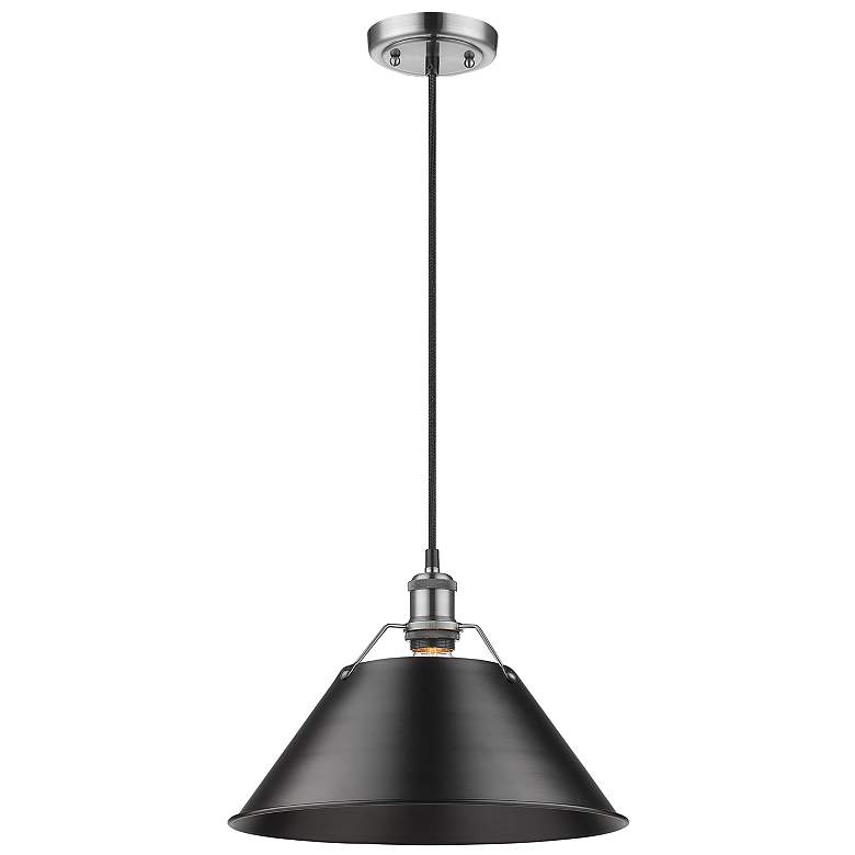 Image 2 Orwell 14" Wide Pewter and Matte Black Pendant Light more views
