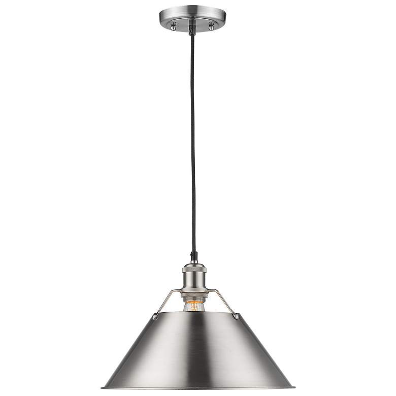 Image 1 Orwell 14" Wide Pewter Cone Pendant Light