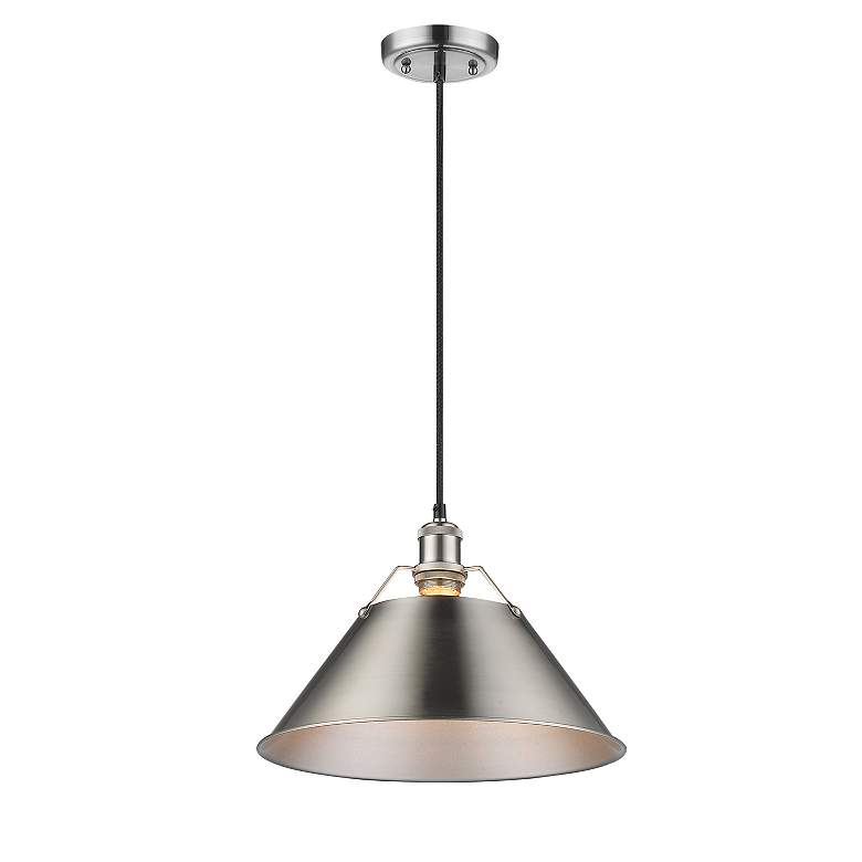 Image 2 Orwell 14" Wide Pewter Cone Pendant Light more views
