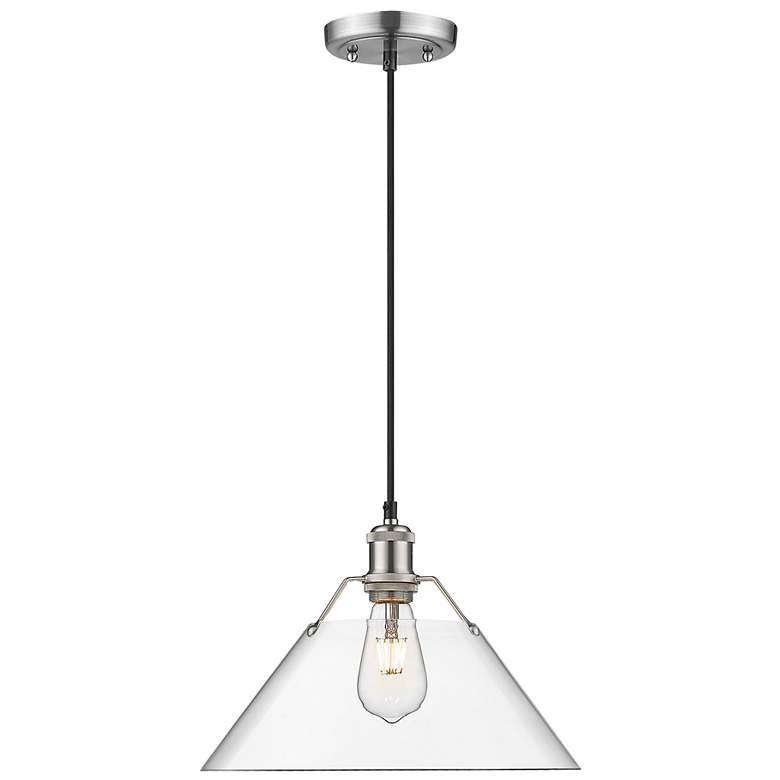 Image 1 Orwell 14" Wide Pewter Pendant Light with Clear Glass