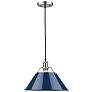 1_Orwell 14" Wide Pewter Pendant Light with Navy Shade