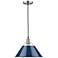 Orwell 14" Wide Pewter Pendant Light with Navy Shade