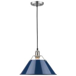 Orwell 14" Wide Pewter Pendant Light with Navy Shade