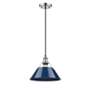 2_Orwell 14" Wide Pewter Pendant Light with Navy Shade more views