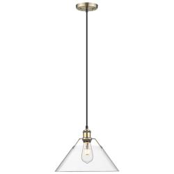 Orwell 14"W Aged Brass Pendant Light w/ Clear Glass Shade