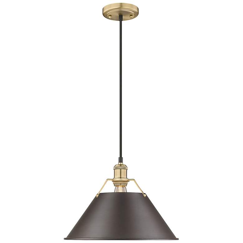 Image 1 Orwell 14"W Champagne Bronze w/ Rubbed Bronze Pendant Light