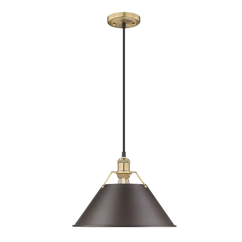 Image 2 Orwell 14"W Champagne Bronze w/ Rubbed Bronze Pendant Light more views